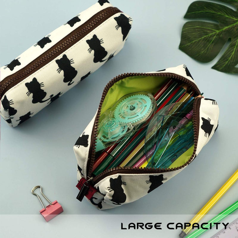 LParkin Cute Black Cat Pencil Case Pouch Gift Bag Storage Makeup Case Cosmetics Stationary Kawaii Pencil Box Office Travel Zipper Closure Portable Multi-Purpose - Image 3